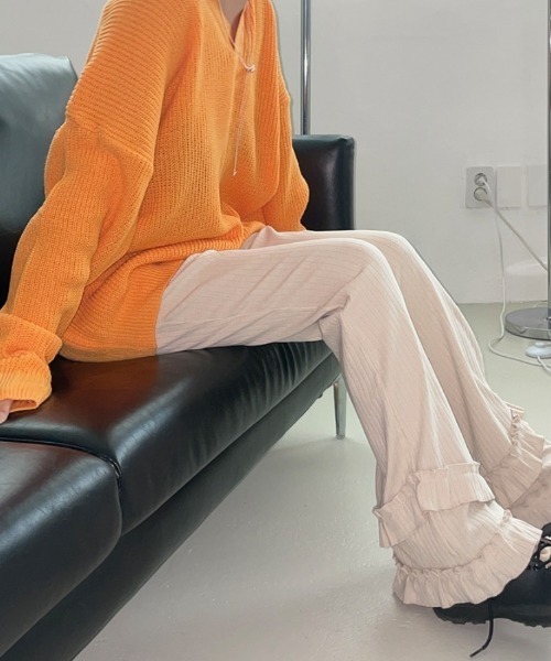 パンツ フリルフレアリブパンツ レディース : ZOZOTOWN Yahoo!店