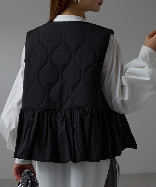 r.（アールドット） ダウンベスト ベスト キルティング ペプラムベスト