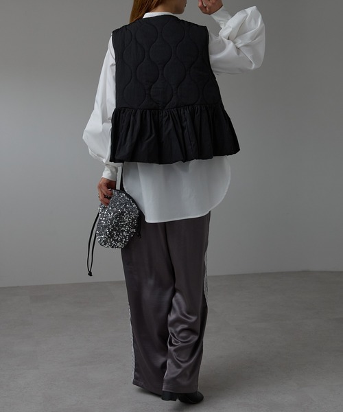 r.（アールドット） ダウンベスト ベスト キルティング ペプラムベスト