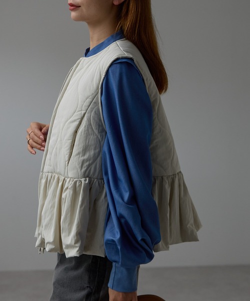 r.（アールドット） ダウンベスト ベスト キルティング ペプラムベスト