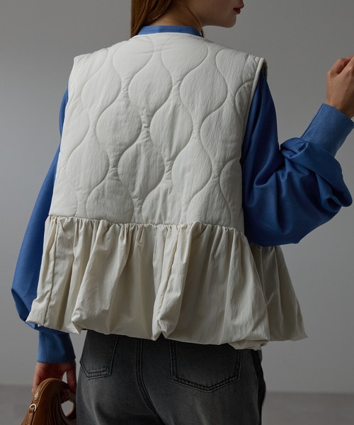 r.（アールドット） ダウンベスト ベスト キルティング ペプラムベスト