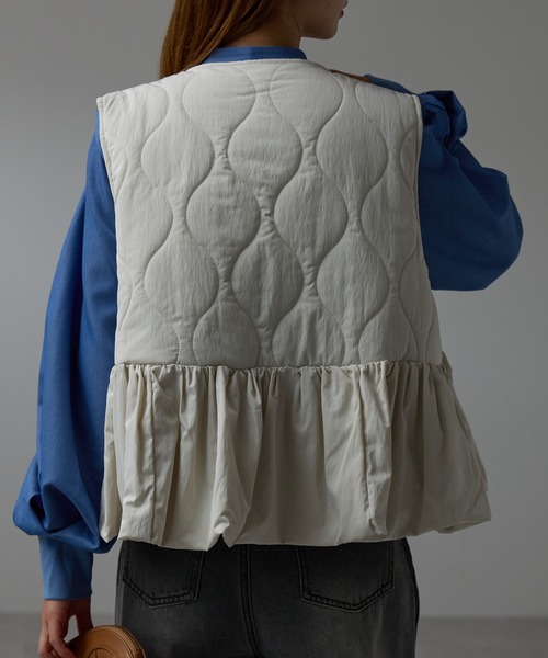 r.（アールドット） ダウンベスト ベスト キルティング ペプラムベスト