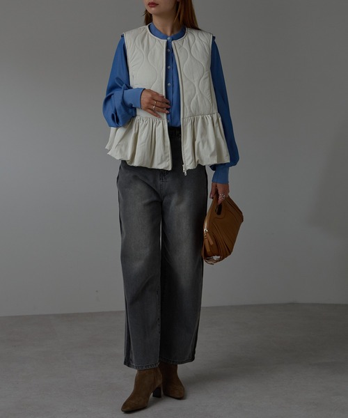 r.（アールドット） ダウンベスト ベスト キルティング ペプラムベスト