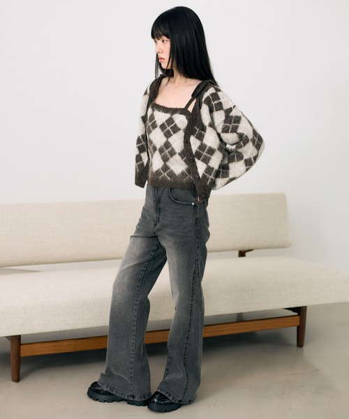 Heather（ヘザー） アンサンブル シャギーアーガイルニット2P 612874