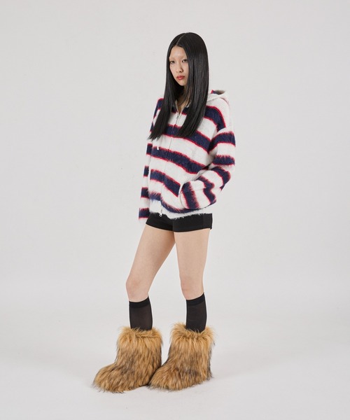 FTW パーカー 「UNISEX」BORDER SHAGGY ZIP HOODIE メンズ レディース