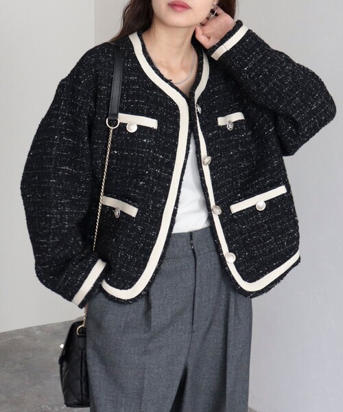 fredy emue（フレディエミュ） ツイードジャケット 38 ブラック