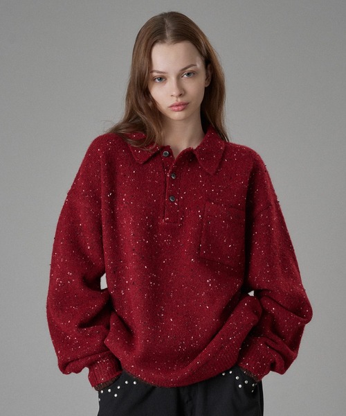 ONCILY（オンシェリー） セーター ニット COLOR NEP LAYERED KNIT POLO