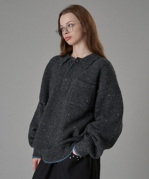 TFW49 KNIT POLO 新品未使用 XL ニットポロ ONCILY（オンシェリー） セーター ニット COLOR NEP LAYERED KNIT POLO