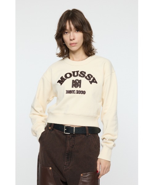 MOUSSY（マウジー） トレーナー スウェット MOUSSY F/LEATHER PATCH