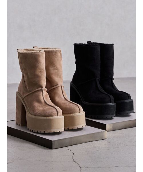 GYDA（ジェイダ） ブーツ フェイクムートンplatformショートブーツ