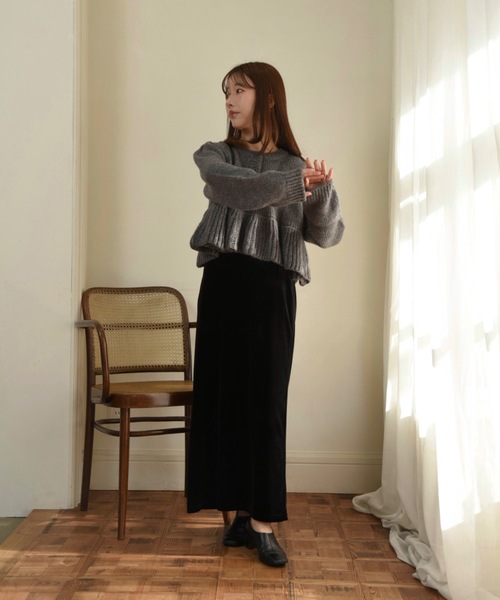 I_am（アイアム） ニット セーター henry neck peplum hem knit