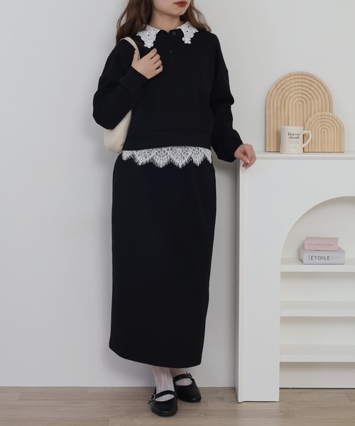 RME. セットアップ レース襟スウェットセットアップ レディース