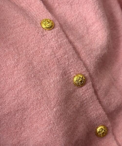 カーディガン ゴールドボタン クルーネックニットカーディガン