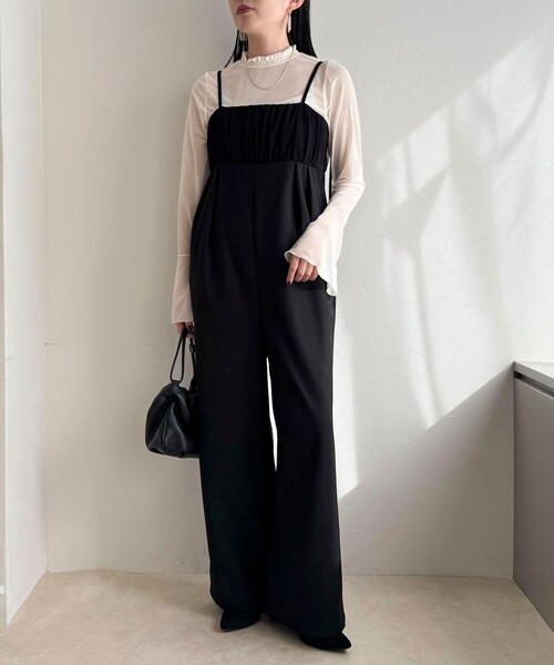 ⭐︎スタイル美人ブラックオールインワン⭐︎ STYLEMIXER | ウエストラップオールインワン (オールインワン ) |SHEL