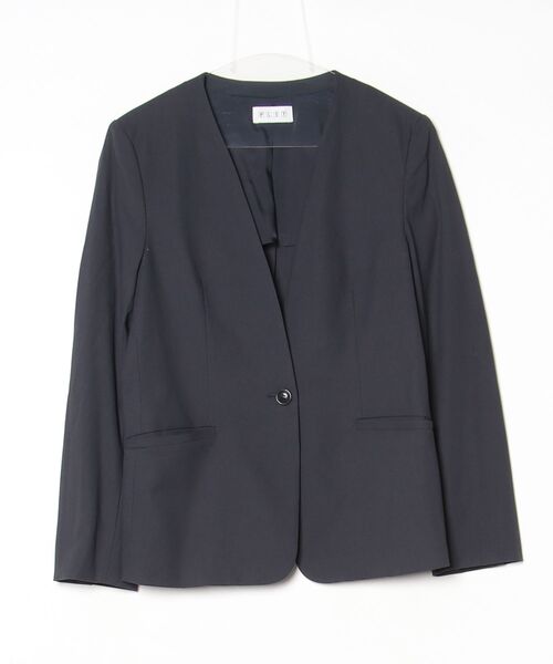 PLST（プラステ） ノーカラージャケット L ネイビー レディース