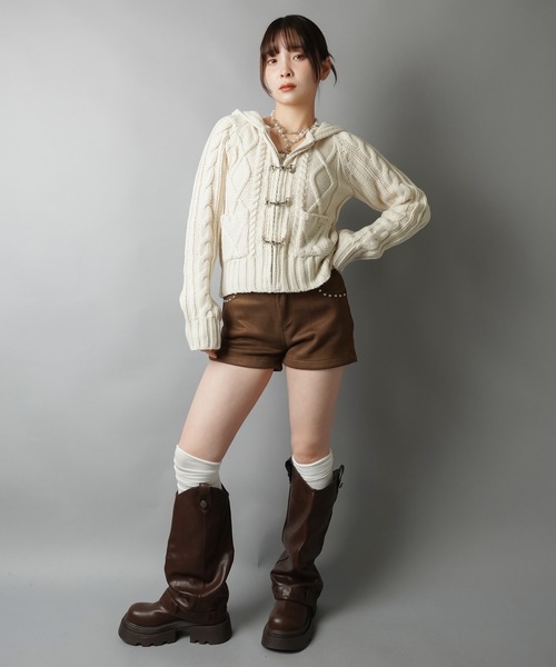 ［専用］bonny ポンポンカーディガン フロントぽんぽんファーロングカーディガン
