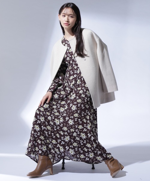 「NATURAL BEAUTY BASIC」 長袖ワンピース MEDIUM ブラウン レディース_画像7