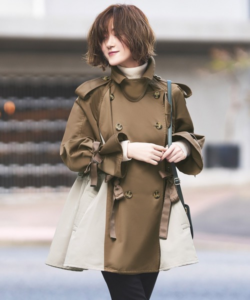 「RUIRUE BOUTIQUE」 トレンチコート L カーキ レディース_画像8