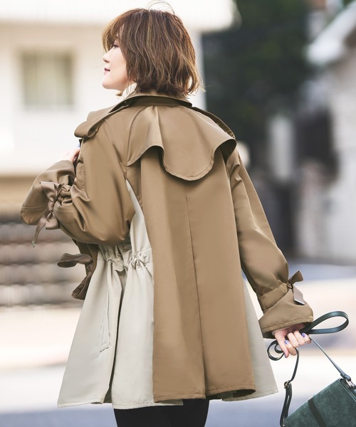 「RUIRUE BOUTIQUE」 トレンチコート L カーキ レディース_画像9