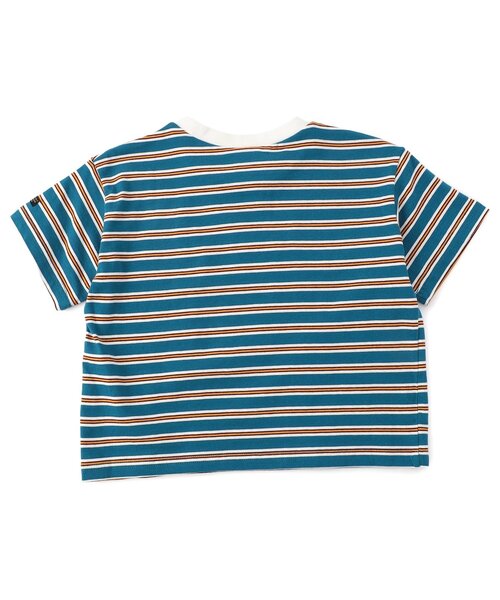 プリーツプリーズ　ボーダー　半袖　ネイビー プルオーバー BREEZE（ブリーズ） tシャツ 「WEB限定」ボーダー＆無地ベーシック半袖