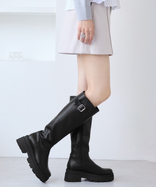 「Juze」 「Vis-A-Vis」ロングブーツ M ブラック レディース_画像3