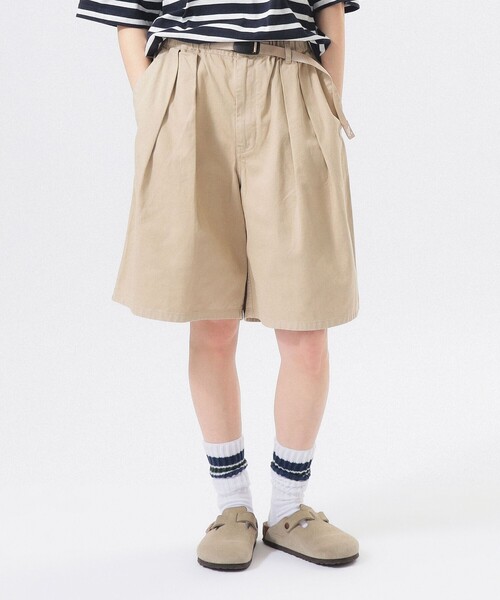 ハーフパンツ ワイドパンツ パンツ 「別注」Gramicci / ツイル 2プリーツ ショーツ レディースの画像