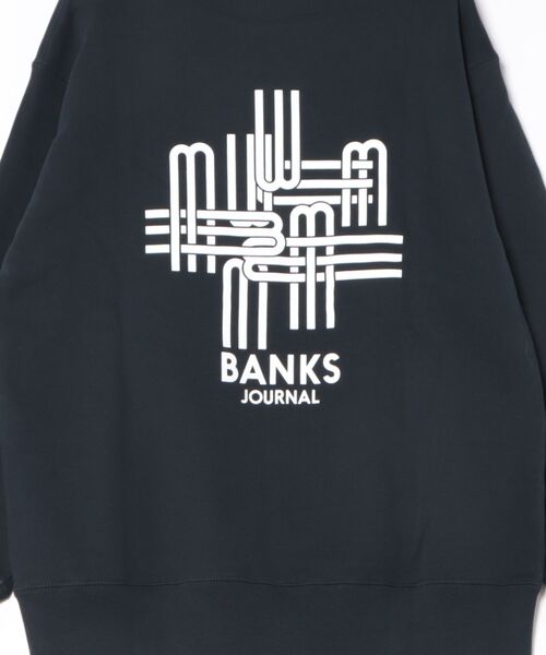 【未使用】BANKS バンクス HEART RINGS FLEECE トレーナー ロゴ プリント M スモーク ブルー AFL0231 メンズ 未使用】BANKS バンクス HEART RINGS FLEECE トレーナー ロゴ プリント