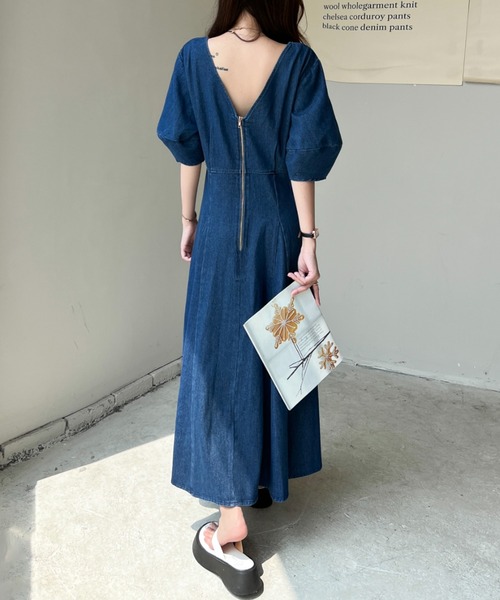 「ABITOKYO」 半袖ワンピース S インディゴブルー レディース_画像2