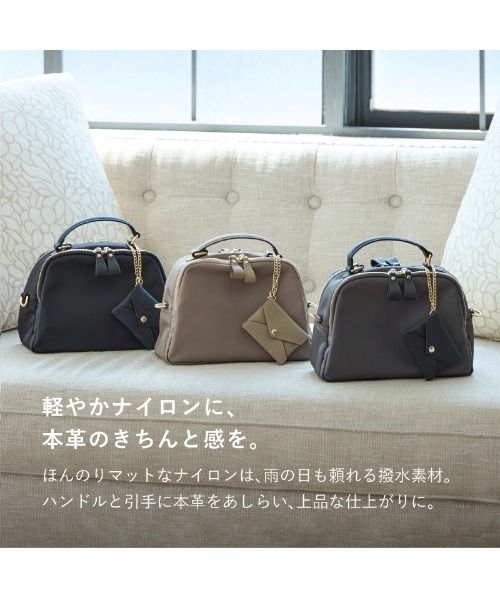 ショルダーバッグ バッグ ショルダーバッグ レディース ナイロン ミニショルダーバッグ 斜め掛け 本革 レザー 撥水 バッグチャーム ベルト付きの画像