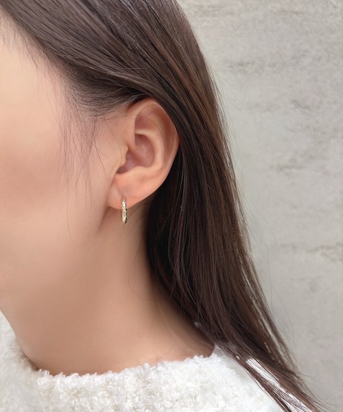 ピアス 「2セットピアス」ステンレスフープ＆キュービックジルコニア