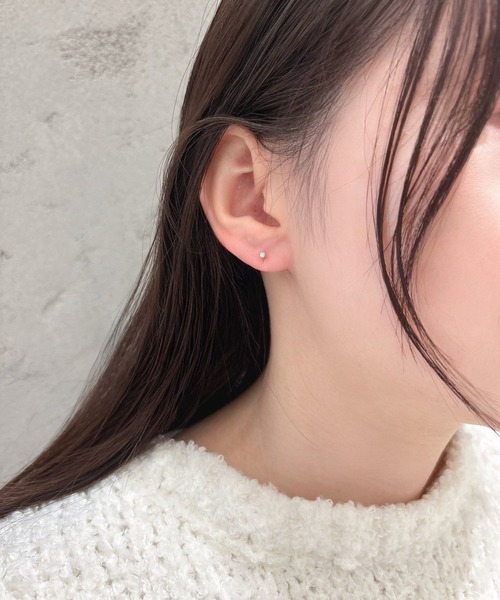 ピアス 「2セットピアス」ステンレスフープ＆キュービックジルコニア