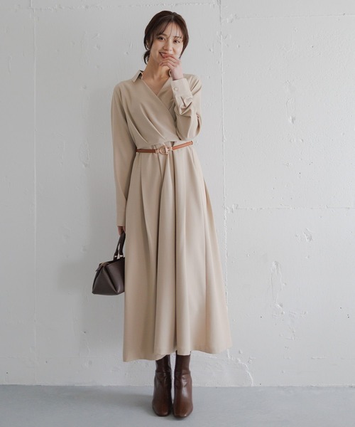 「Andemiu」 長袖ワンピース FREE ブルーグレー レディース_画像2