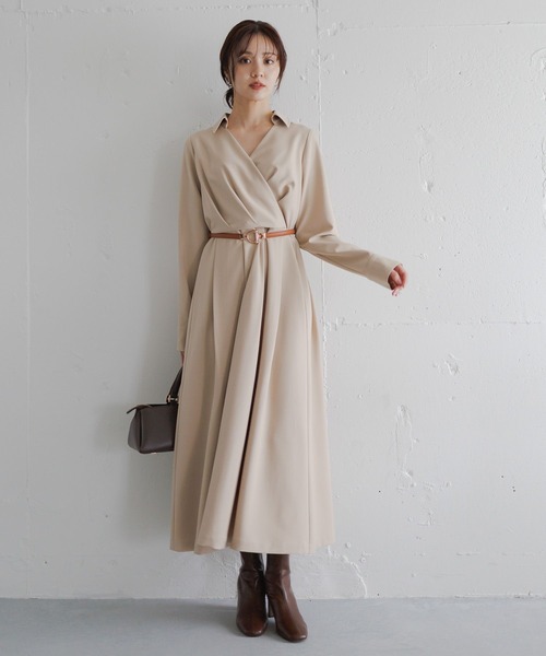 「Andemiu」 長袖ワンピース FREE ブルーグレー レディース_画像3