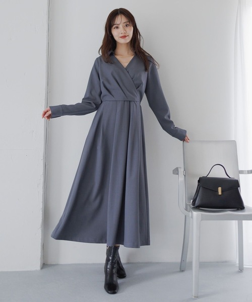 「Andemiu」 長袖ワンピース FREE ブルーグレー レディース_画像7