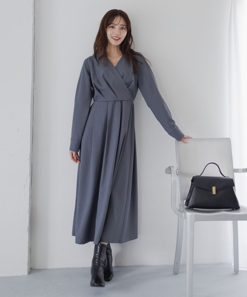 「Andemiu」 長袖ワンピース FREE ブルーグレー レディース_画像8