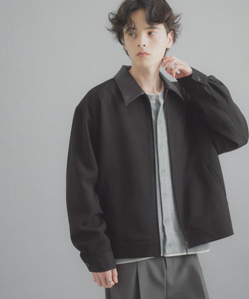 アーバンリサーチ　L　ジップアップブルゾン　ジャケット　アウター　メンズ　黒 SENSE OF PLACE by URBAN RESEARCH ブルゾン アウター FLカラージップ