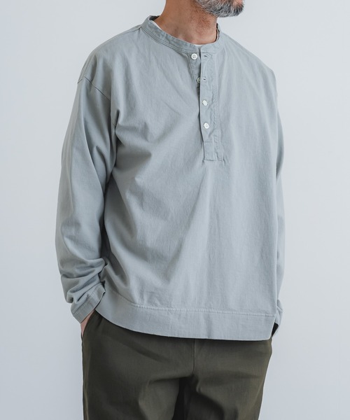 quadro ヘンリーネック tシャツ エメラルド天竺布帛前立てヘンリー