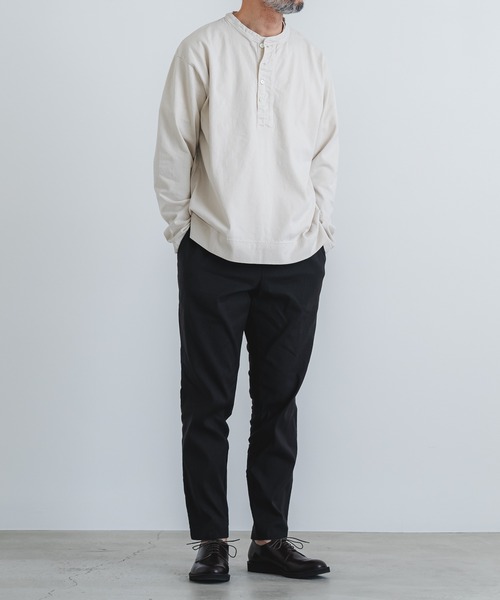 quadro tシャツ エメラルド天竺布帛前立てヘンリーネックプルオーバー