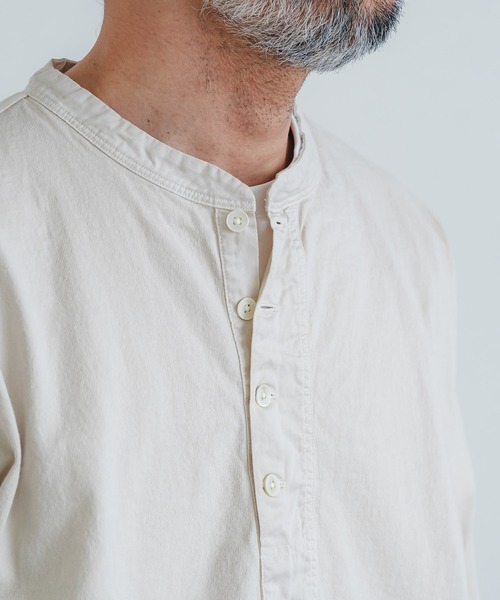 quadro tシャツ エメラルド天竺布帛前立てヘンリーネックプルオーバー