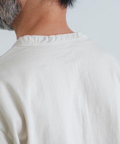 quadro tシャツ エメラルド天竺布帛前立てヘンリーネックプルオーバー
