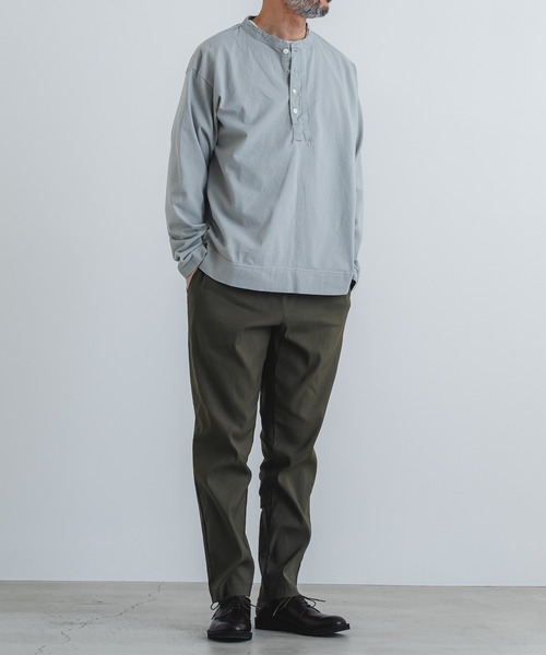 quadro tシャツ エメラルド天竺布帛前立てヘンリーネックプルオーバー