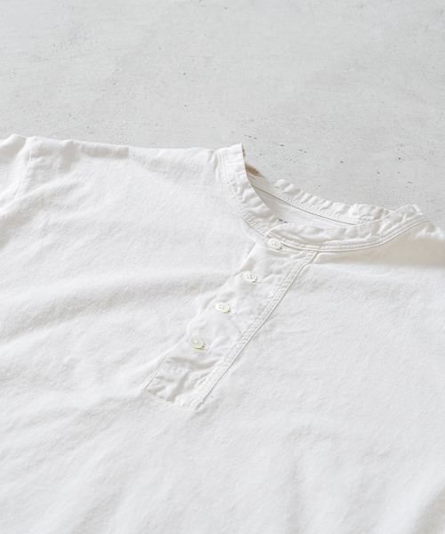 quadro tシャツ エメラルド天竺布帛前立てヘンリーネックプルオーバー