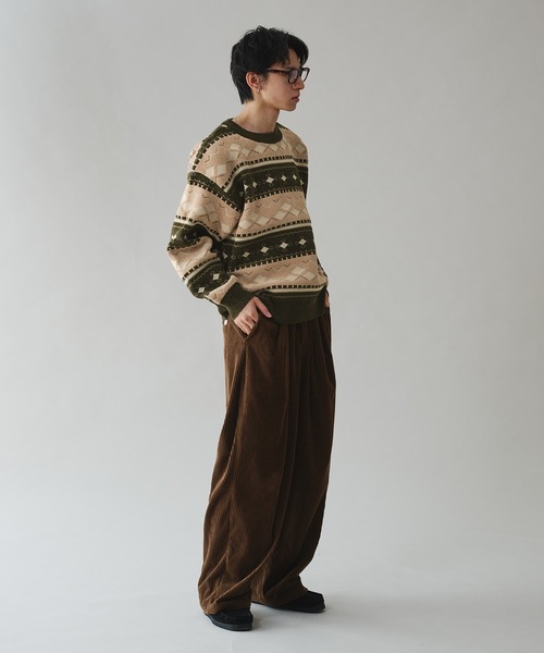 「Adoon plain」 長袖ニット LARGE グリーン メンズ_画像3