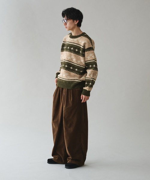 「Adoon plain」 長袖ニット LARGE グリーン メンズ_画像5