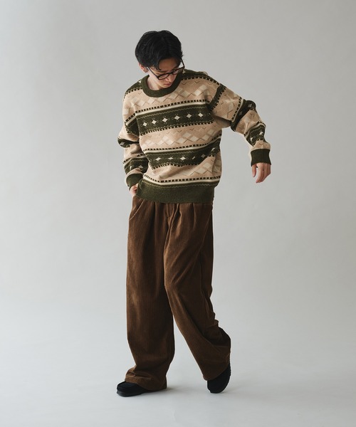 「Adoon plain」 長袖ニット LARGE グリーン メンズ_画像7