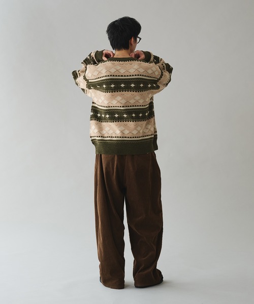 「Adoon plain」 長袖ニット LARGE グリーン メンズ_画像8