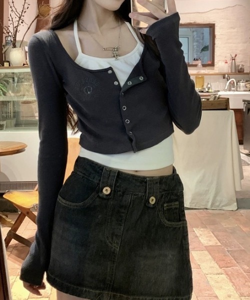 「lilful」 長袖カットソー M チャコール レディース_画像4