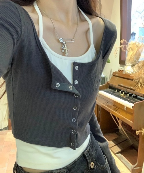 「lilful」 長袖カットソー M チャコール レディース_画像9