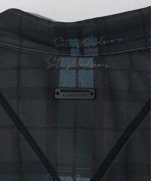 St ANDREWS ポロシャツ 半袖 「St ANDREWS」チェックプリント半袖