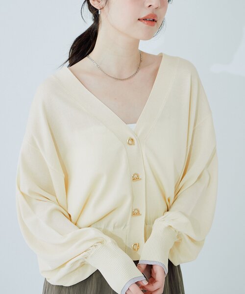 「natural couture」 ニットカーディガン FREE ライトグレー レディース_画像2